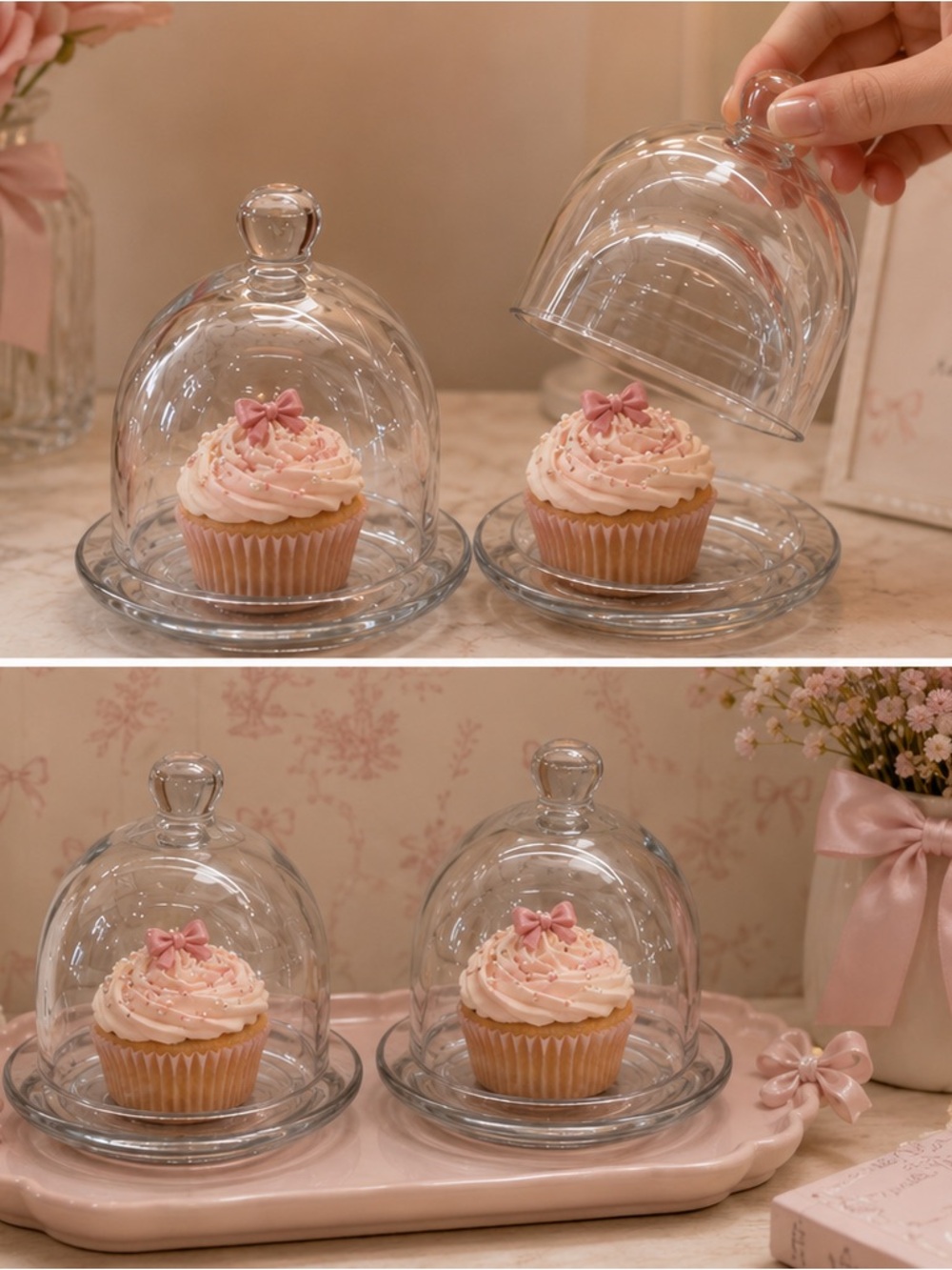 Glass Dome Mini Cloche with Plate - Clear